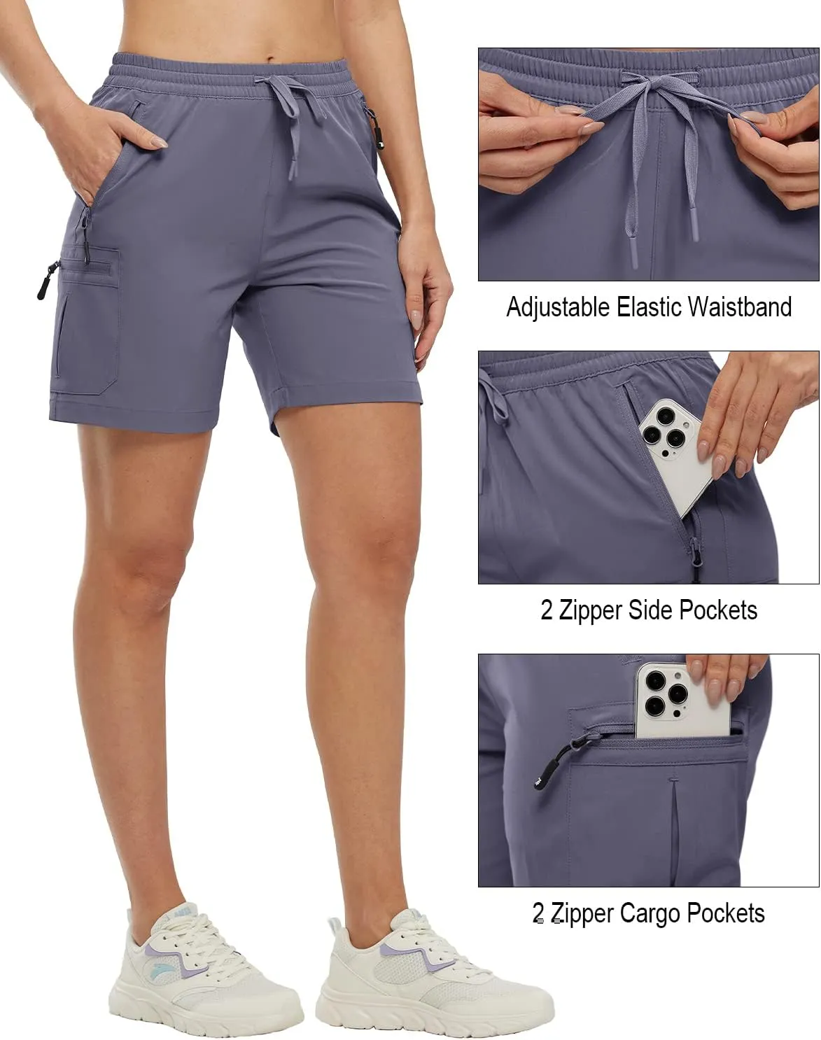 Gopune Women's Running Shorts with Zipper Pockets Quick Dry Athletic Gym Workout Shorts