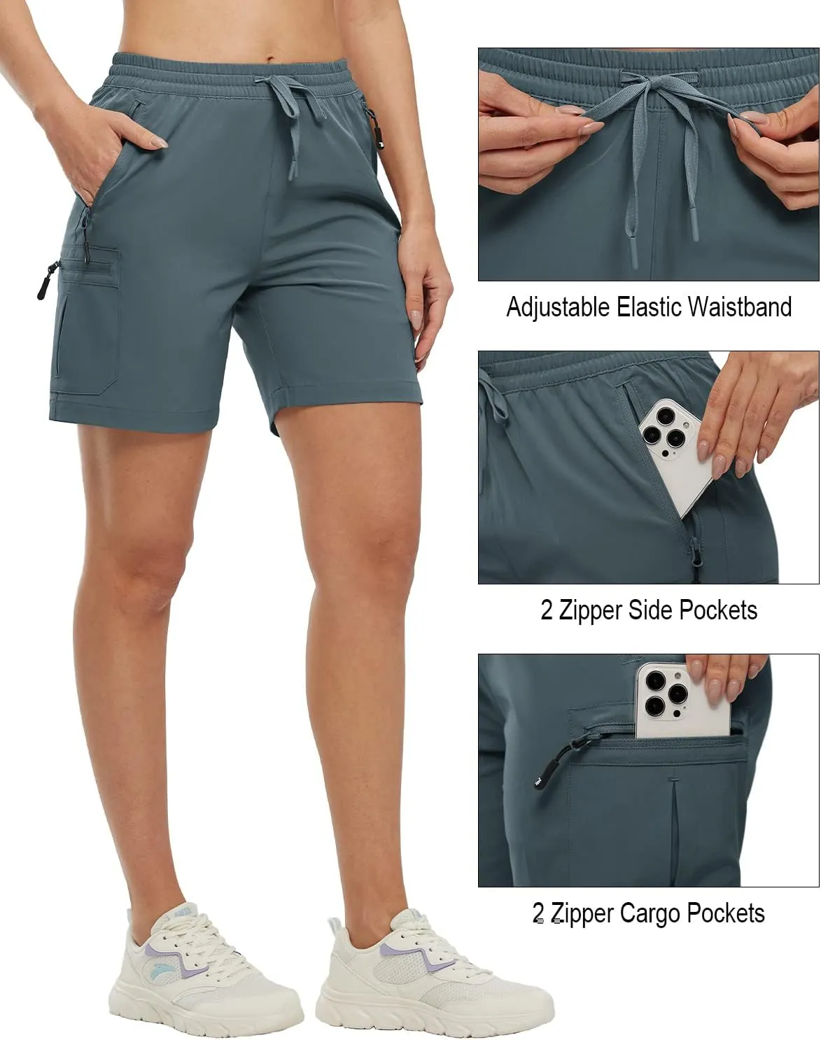 Gopune Women's Running Shorts with Zipper Pockets Quick Dry Athletic Gym Workout Shorts