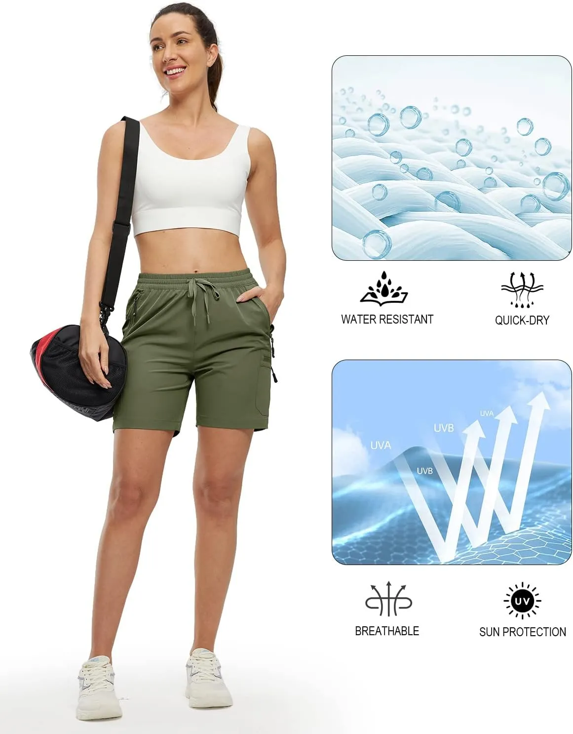 Gopune Women's Running Shorts with Zipper Pockets Quick Dry Athletic Gym Workout Shorts