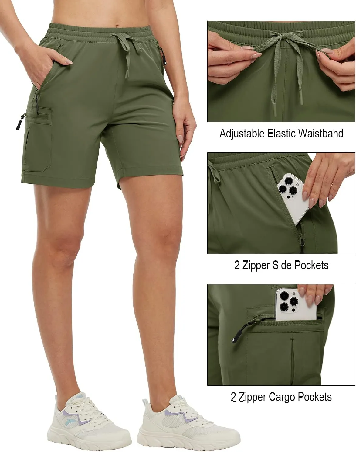 Gopune Women's Running Shorts with Zipper Pockets Quick Dry Athletic Gym Workout Shorts