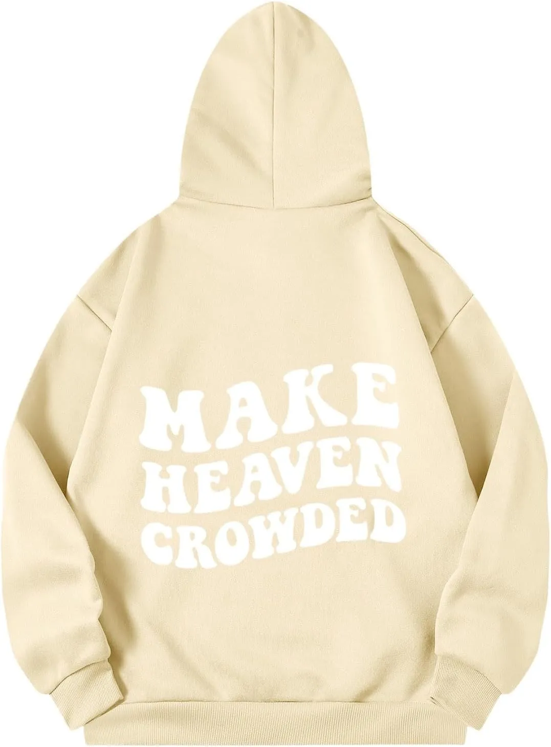 Graphic Hoodies Trendy Make Heaven Crowded Letter Printed Drawstring Long Sleeve Sweatshirt Fleece Hooded Sweatshirt Pullover