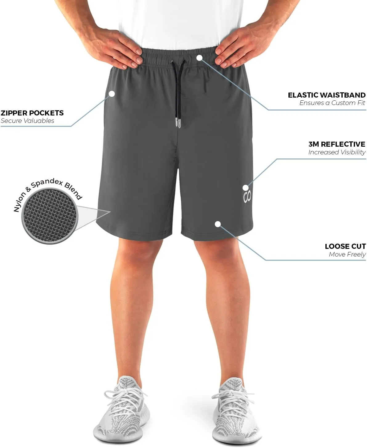 Gym Shorts for Men (Roman), Men's Workout Running Shorts with Zipper Pockets