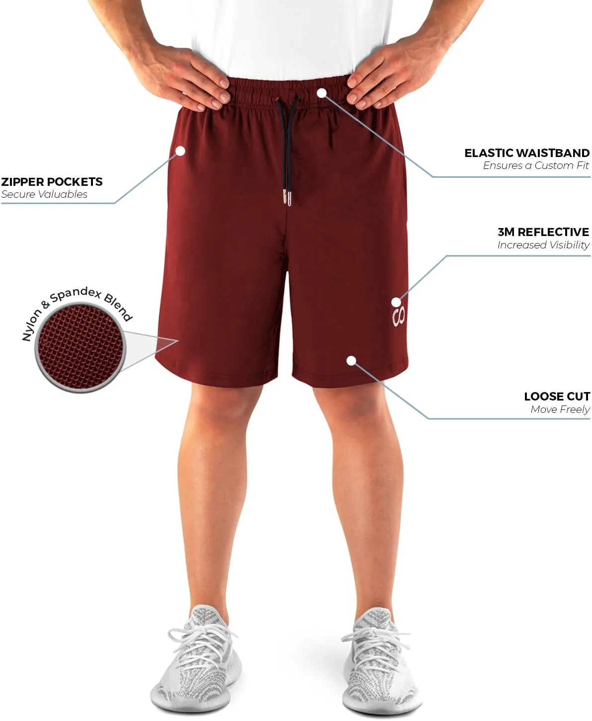 Gym Shorts for Men (Roman), Men's Workout Running Shorts with Zipper Pockets