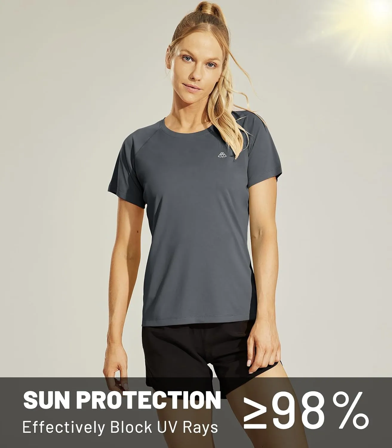 Haimont Women's Dry Fit Athletic Running T-Shirts UPF 50 Sun Protection Short Sleeve UV Gym Workout Activewear Tee Shirt