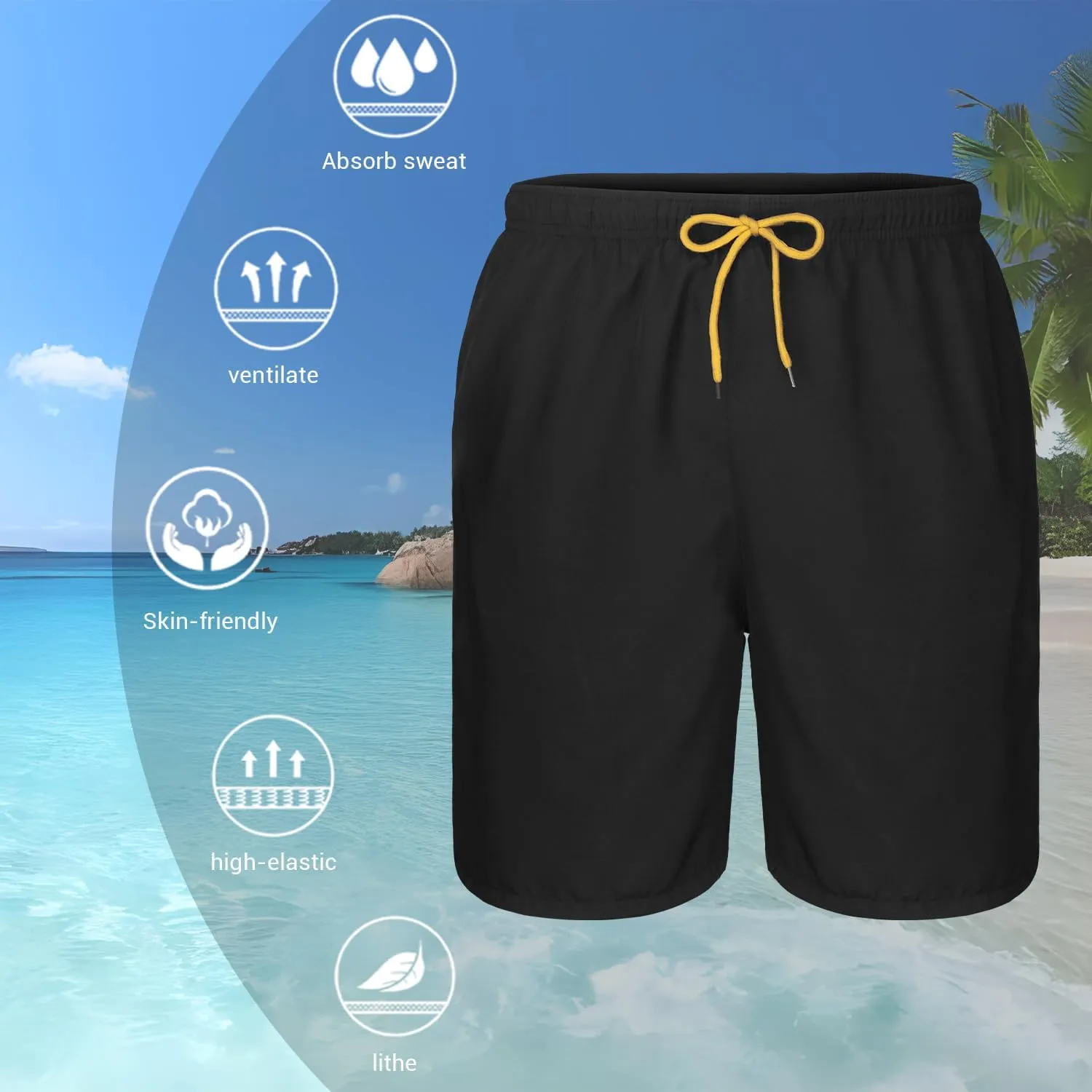 HEROBIKER Mens Swim Trunks Swimming Shorts Quick Dry Trunk with Mesh Lining for Beach Surfing Board