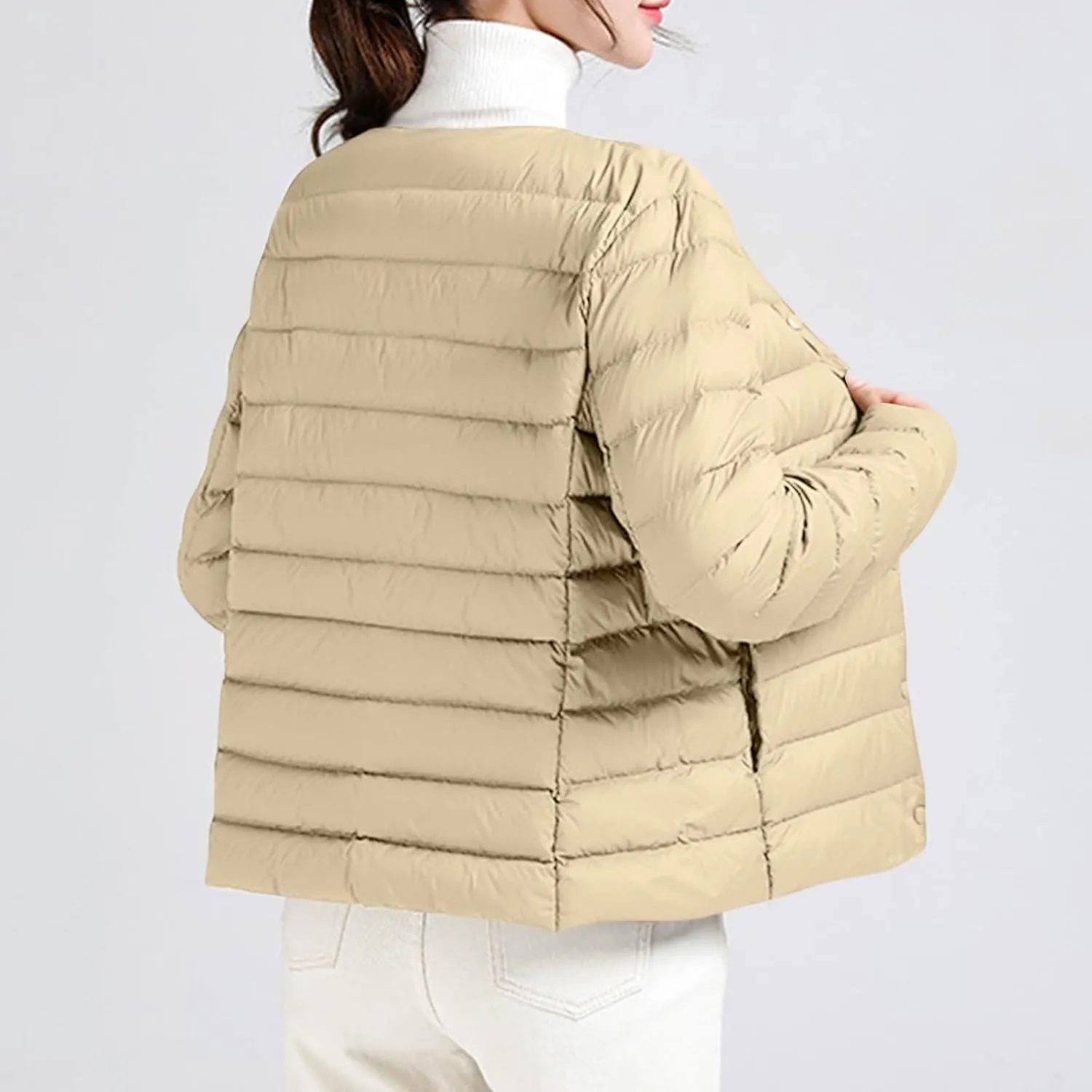 HGps8w Women's Lightweight Winter Quilted Down Jackets Button Down Puffer Coats Padded Warm Outerwear with Pockets