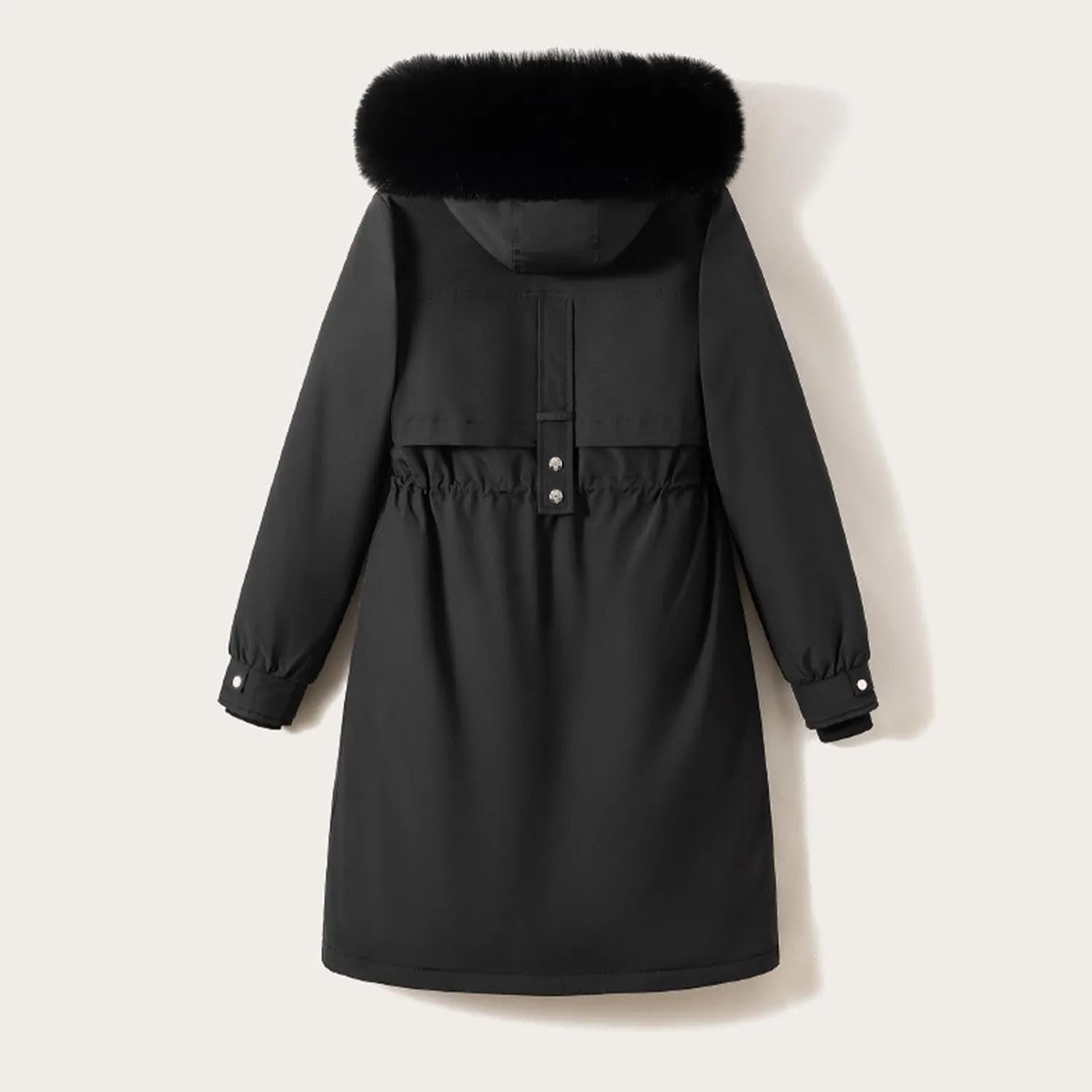 HGps8w Women's Long Quilted Coats Fur Trim Hooded Thickened Warm Winter Puffer Jackets Long Sleeve Padded Down Outerwear