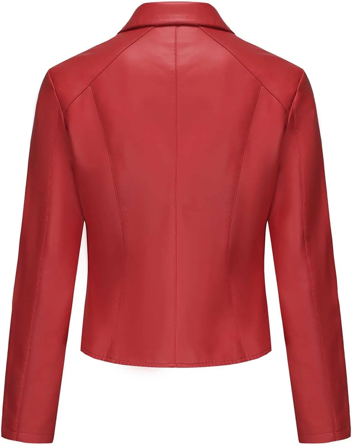 HGps8w Women's Punk Rivets Cropped Faux Leather Jacket, Chic Lapel Button Down Casual PU Moto Bike Coat Outwear