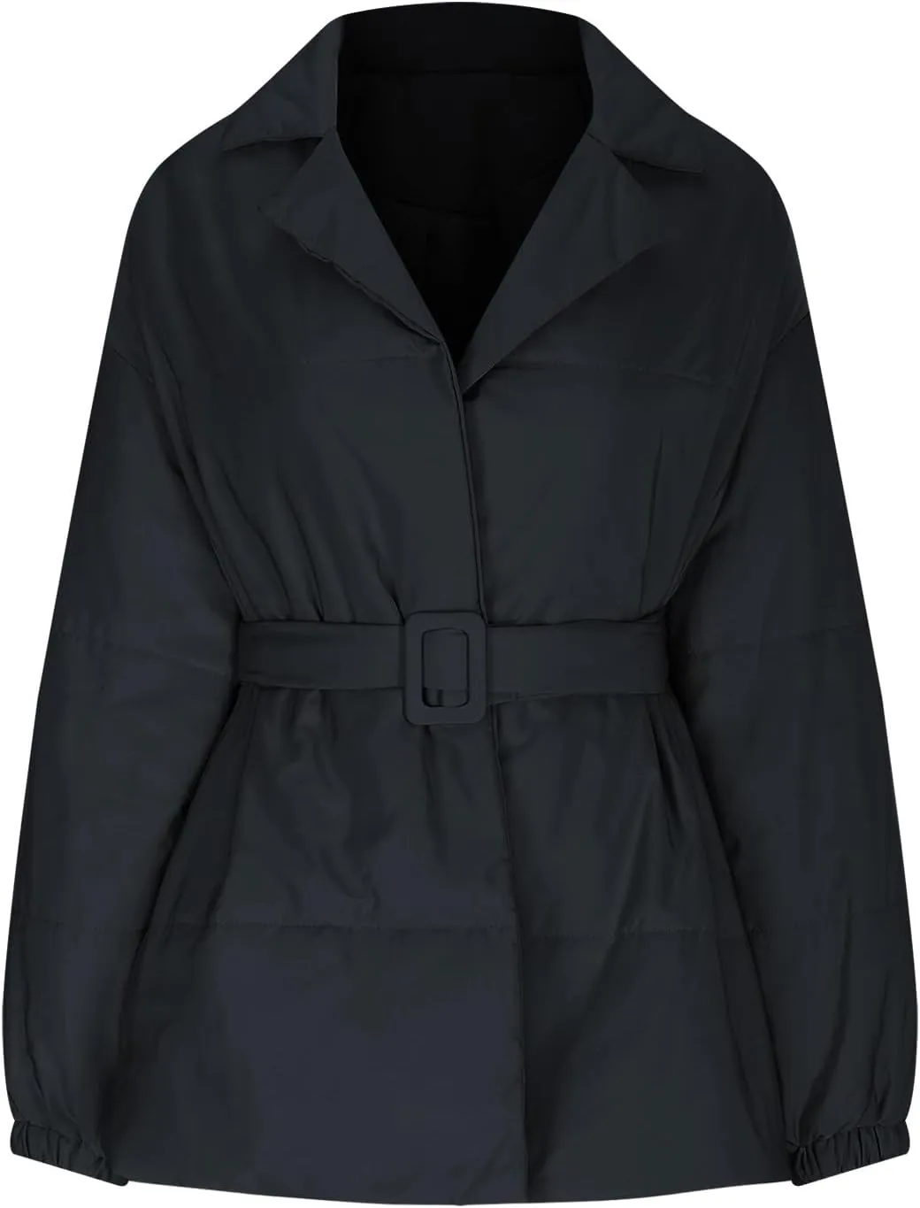 HGps8w Women's Winter Quilted Down Coat with Belt, Oversized Wrap Padded Warm Outerwear Puffer Jackets with Pockets