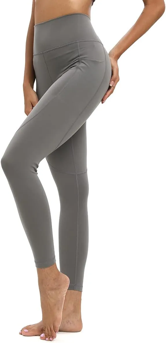 High Waist Compression Yoga Leggings with 3 Pockets,Tummy Control Yoga Gym Pants for Running