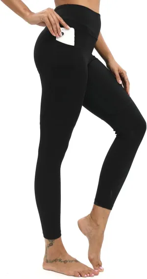 High Waist Compression Yoga Leggings with 3 Pockets,Tummy Control Yoga Gym Pants for Running