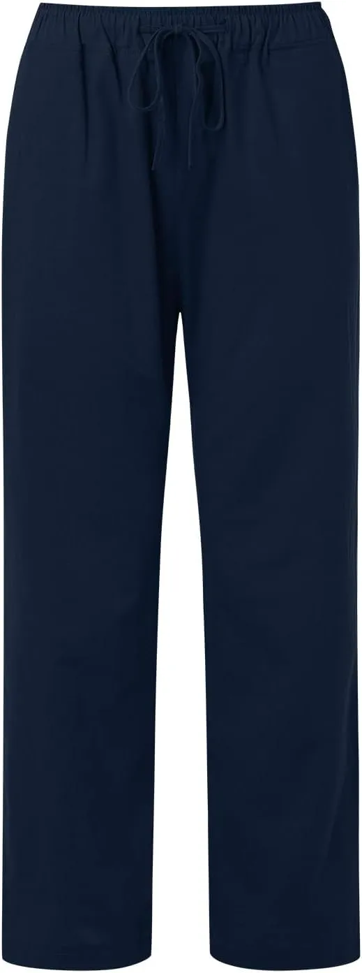 High Waist Wide Leg Linen Pants For Women Drawstring Boho Palazzo Trouser with Pockets Lounge Travel Vacation Outfits