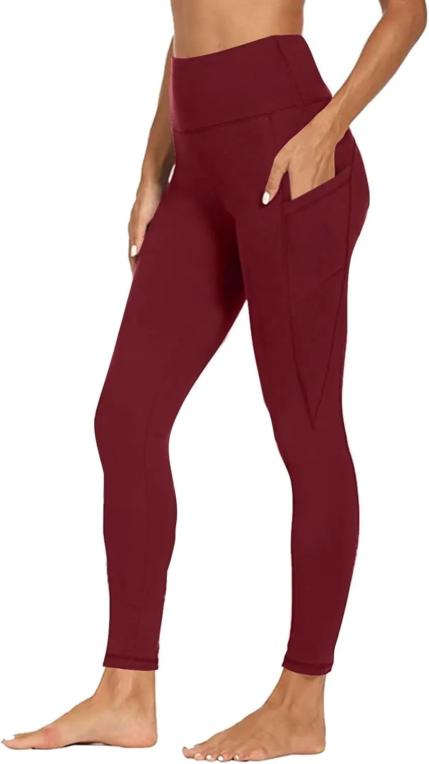 High Waisted Tummy Control Leggings, Women Athletic Pants,Workout Leggings with Pockets,Low Waisted Pants