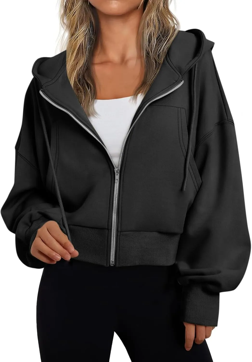 Hoodies for Women Full Zip Up Cropped Sweatshirts Jackets Casual Comfy Gym Tops Fall Outfits Winter Clothes