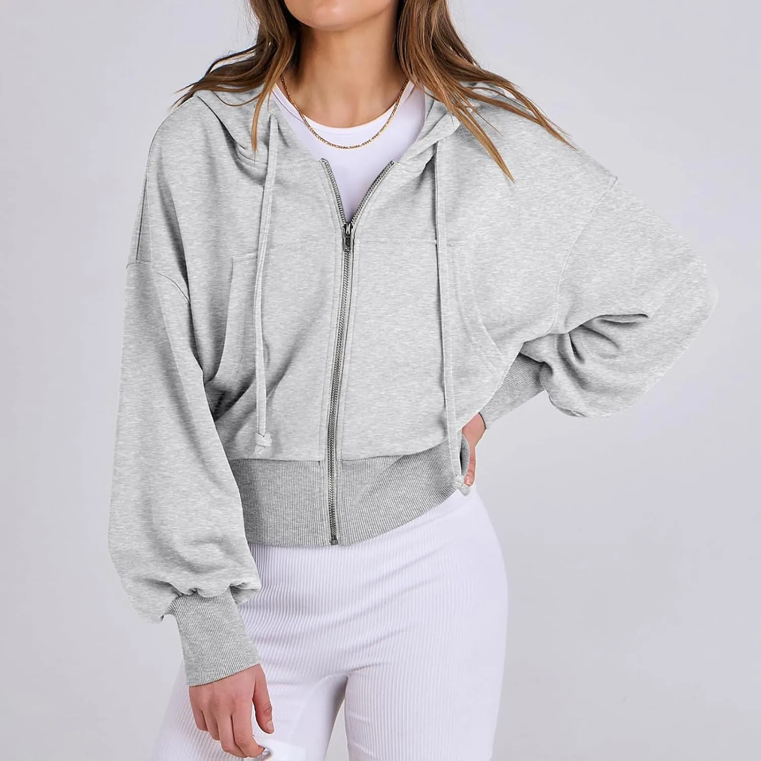 Hoodies for Women Full Zip Up Cropped Sweatshirts Jackets Casual Comfy Gym Tops Fall Outfits Winter Clothes