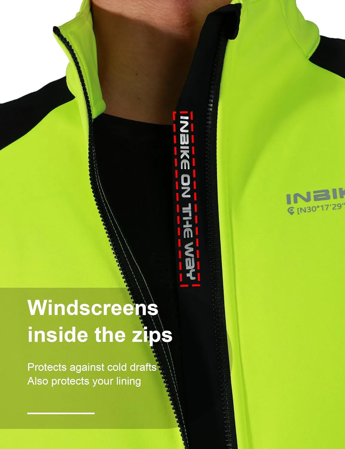 INBIKE Cycling Jackets for Men Women, Thermal Bike Jacket Windproof Breathable Reflective Softshell Windbreaker with Pockets