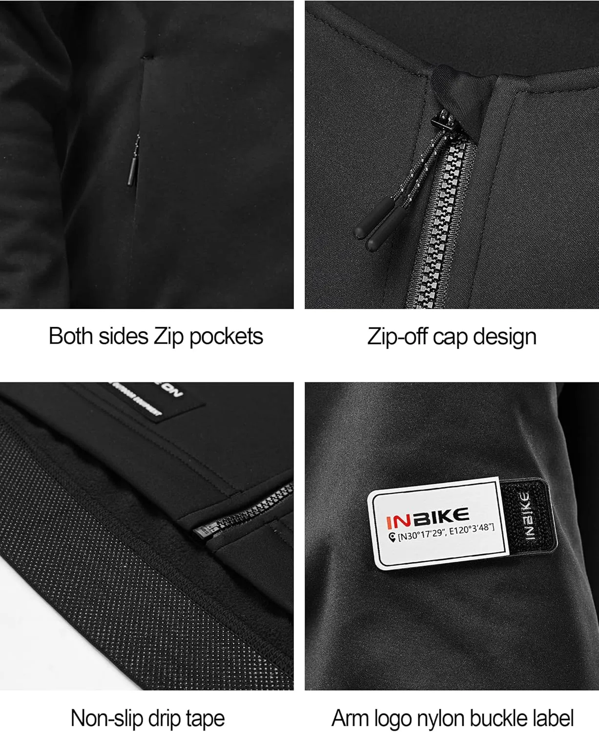 INBIKE Cycling Jackets for Men Women, Thermal Bike Jacket Windproof Breathable Reflective Softshell Windbreaker with Pockets