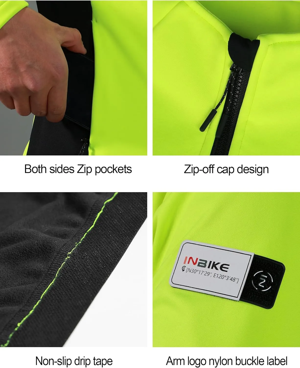 INBIKE Cycling Jackets for Men Women, Thermal Bike Jacket Windproof Breathable Reflective Softshell Windbreaker with Pockets
