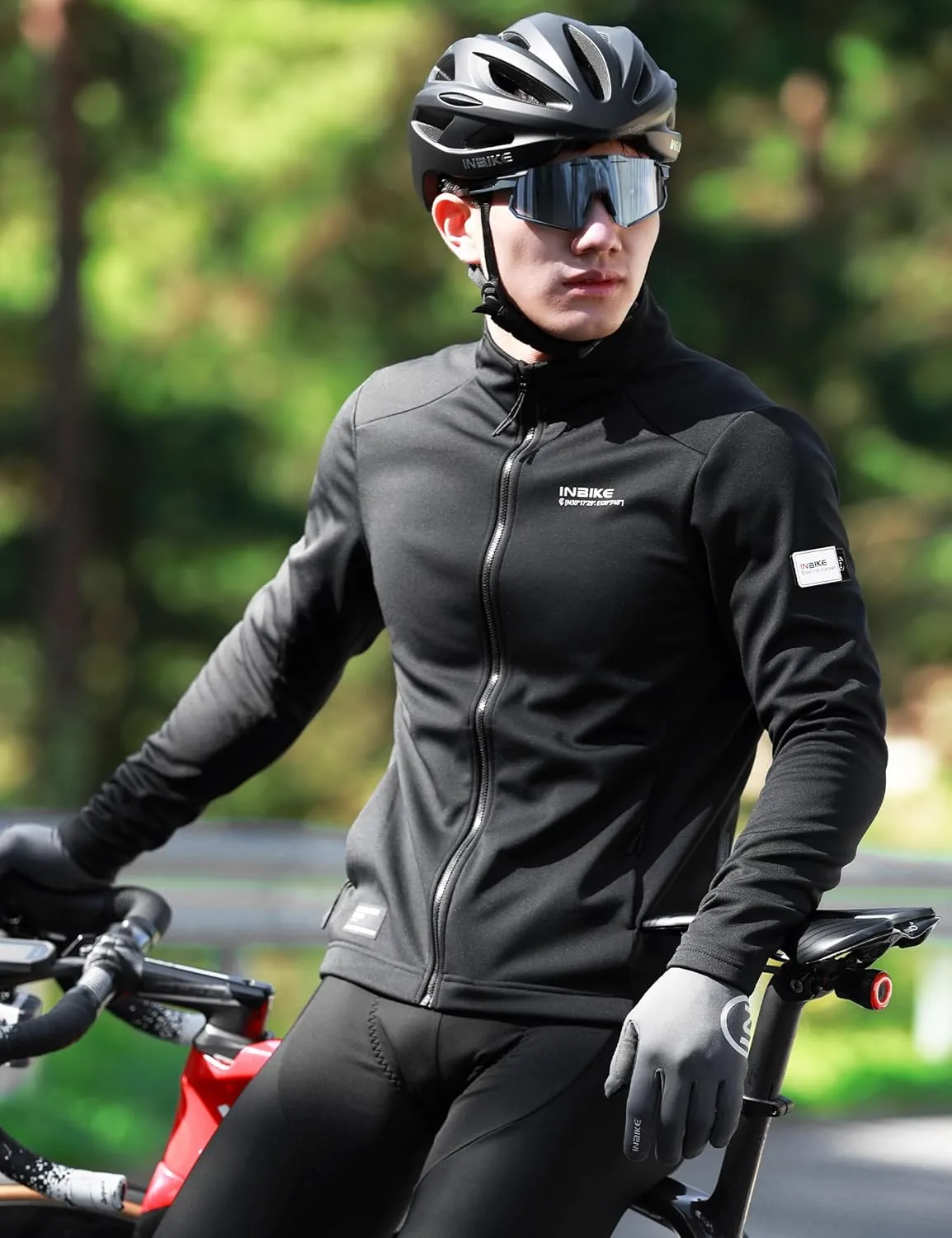 INBIKE Cycling Jackets for Men Women, Thermal Bike Jacket Windproof Breathable Reflective Softshell Windbreaker with Pockets