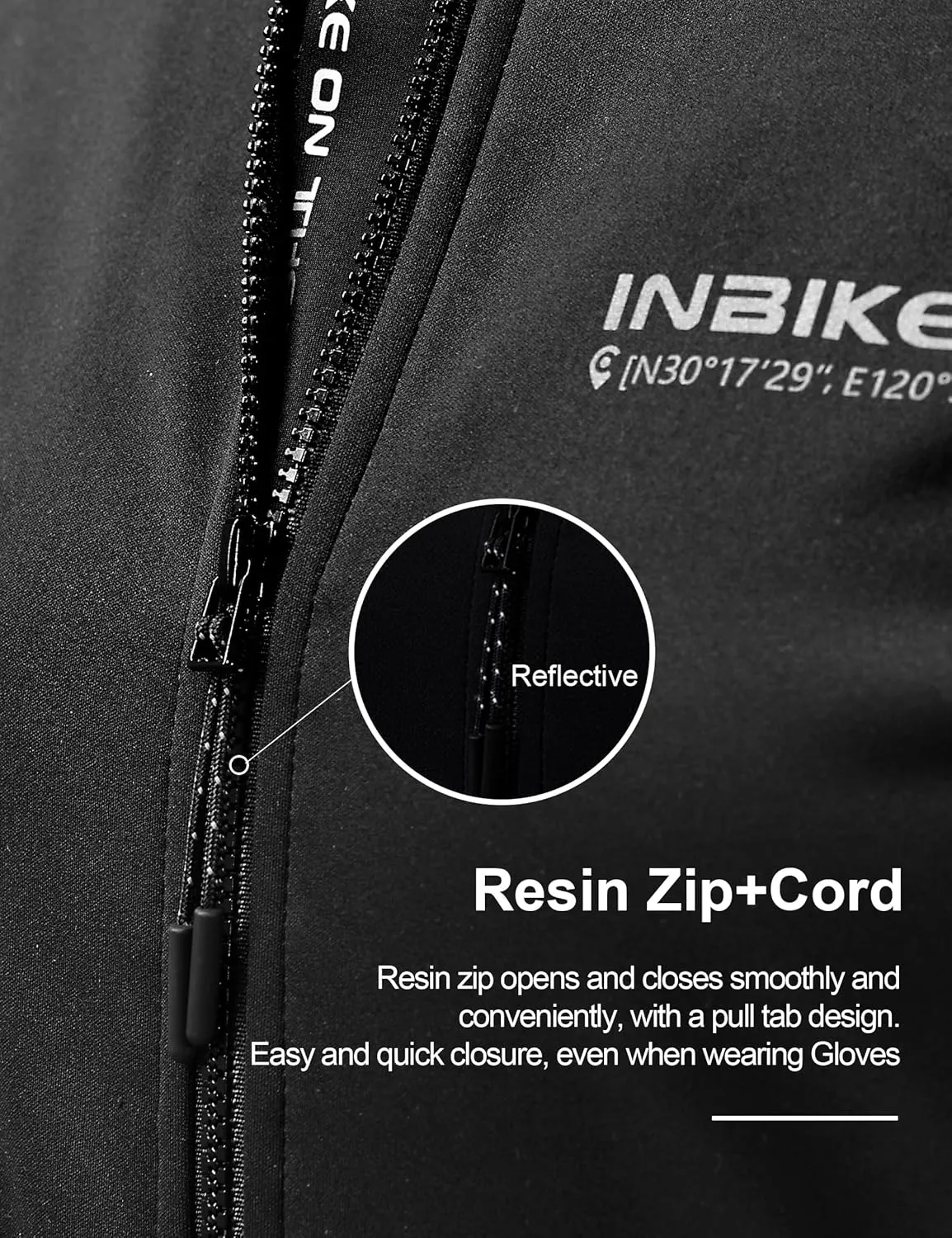 INBIKE Cycling Jackets for Men Women, Thermal Bike Jacket Windproof Breathable Reflective Softshell Windbreaker with Pockets