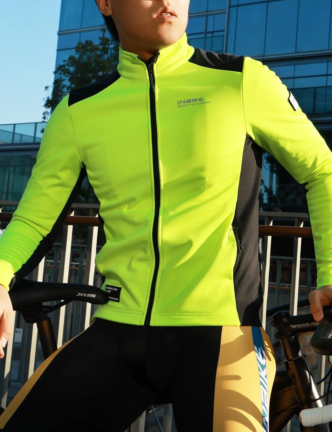 INBIKE Cycling Jackets for Men Women, Thermal Bike Jacket Windproof Breathable Reflective Softshell Windbreaker with Pockets
