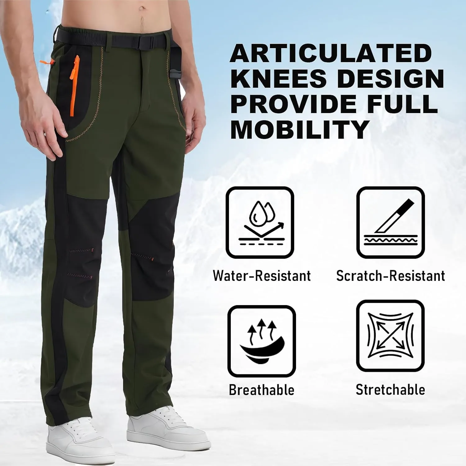 INYO Men's Snow Ski Hiking Pants, Outdoor Mountain Climbing Skiing Camping Pants