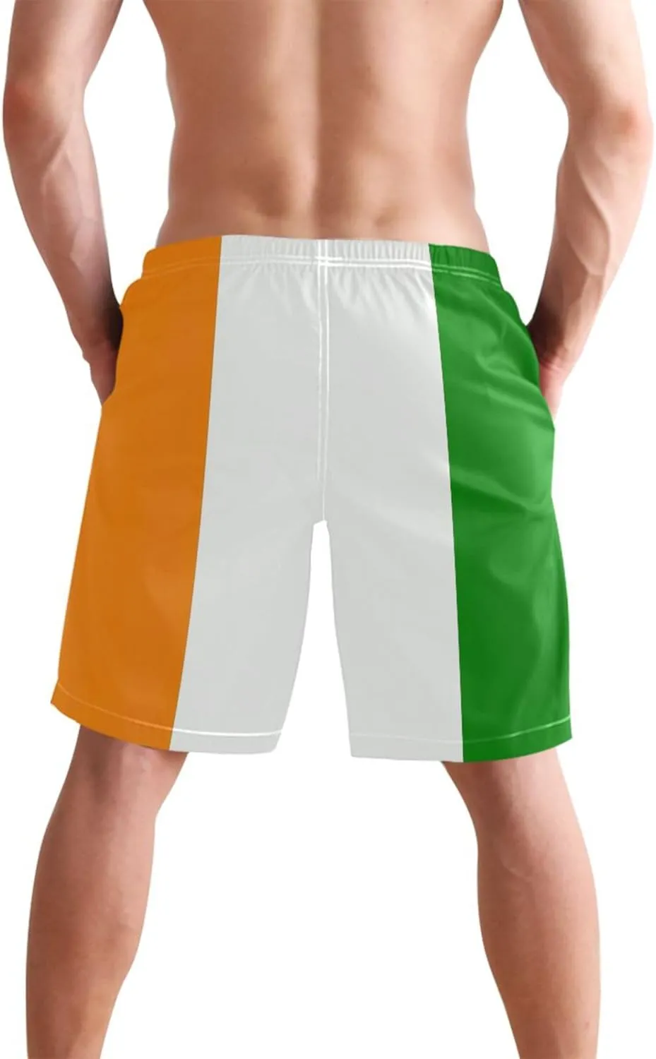 Ireland Flag Swim Trunks Men Cute Swimming Shorts Beach Vacation Elastic Quick Dry Swimwear S