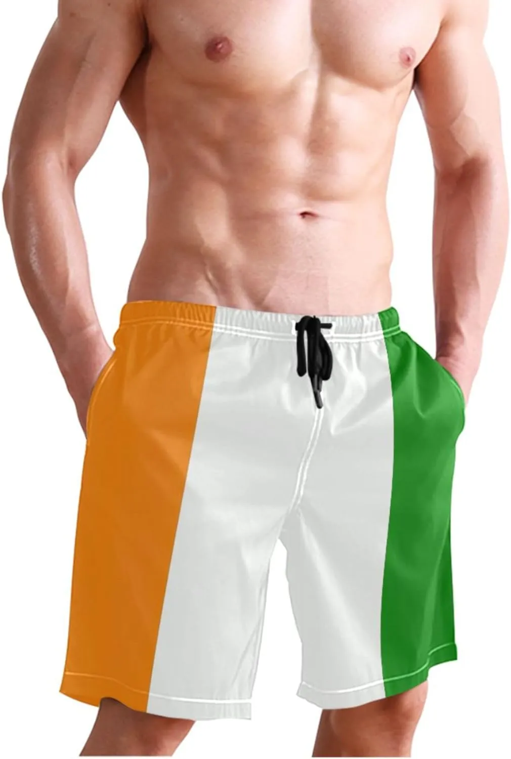 Ireland Flag Swim Trunks Men Cute Swimming Shorts Beach Vacation Elastic Quick Dry Swimwear S
