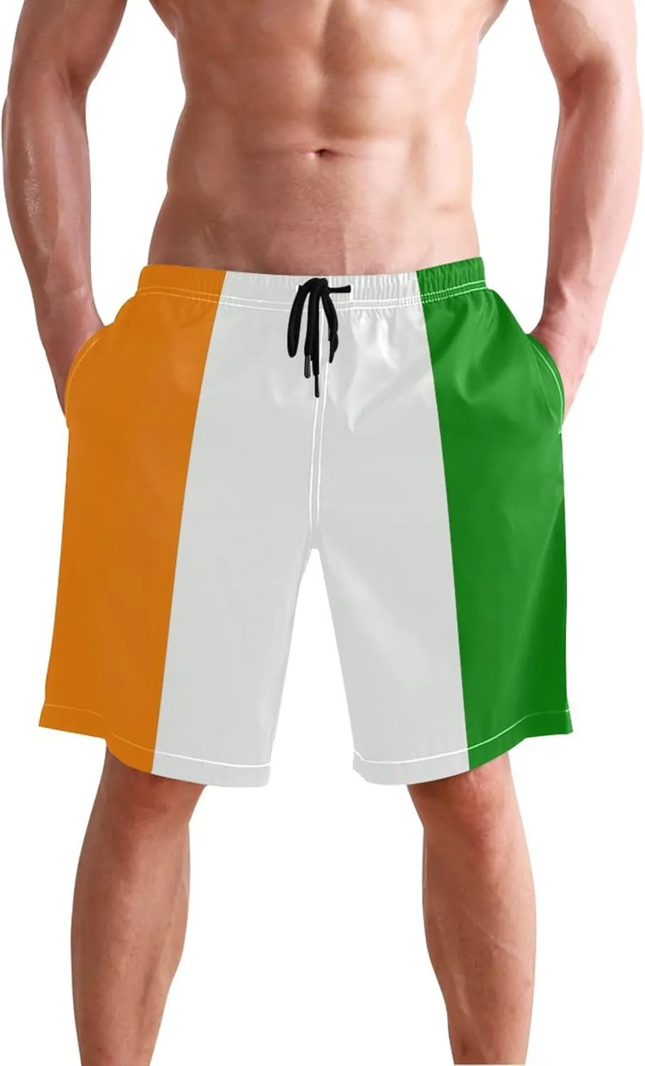 Ireland Flag Swim Trunks Men Cute Swimming Shorts Beach Vacation Elastic Quick Dry Swimwear S