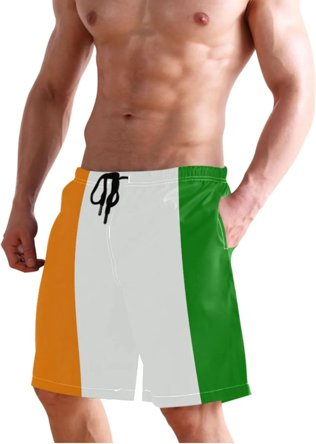 Ireland Flag Swim Trunks Men Cute Swimming Shorts Beach Vacation Elastic Quick Dry Swimwear S
