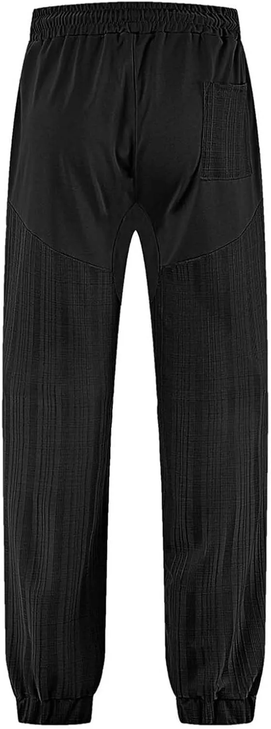 Jogger Pants for Men Elastic Waist Drawstring Summer Gym Pants Trendy Linen Yoga Beach Trousers for Vacation