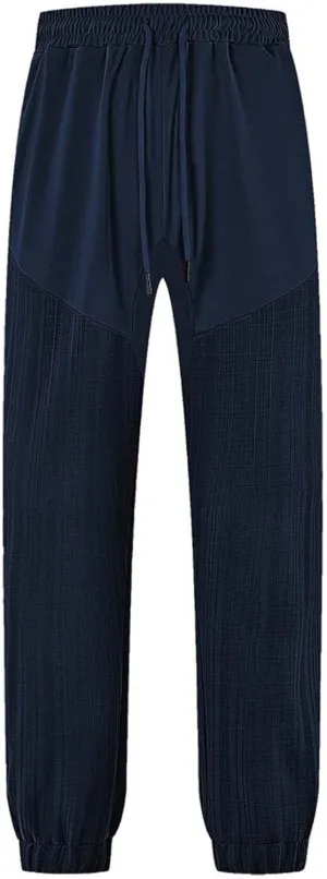 Jogger Pants for Men Elastic Waist Drawstring Summer Gym Pants Trendy Linen Yoga Beach Trousers for Vacation