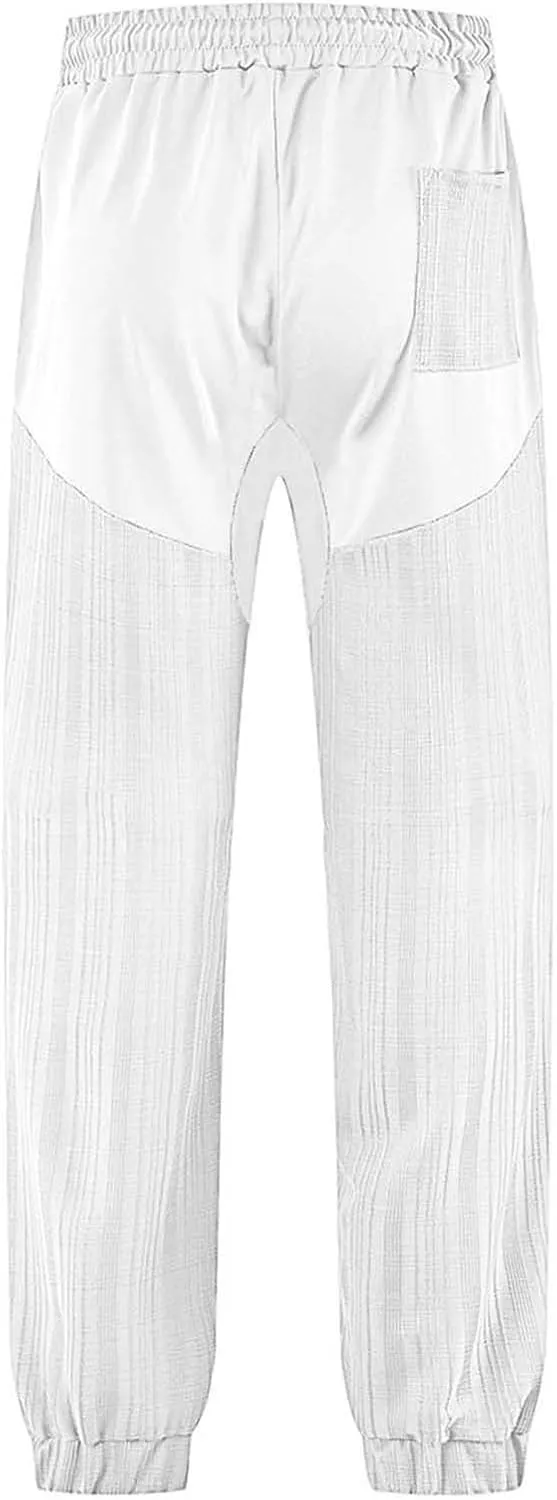 Jogger Pants for Men Elastic Waist Drawstring Summer Gym Pants Trendy Linen Yoga Beach Trousers for Vacation