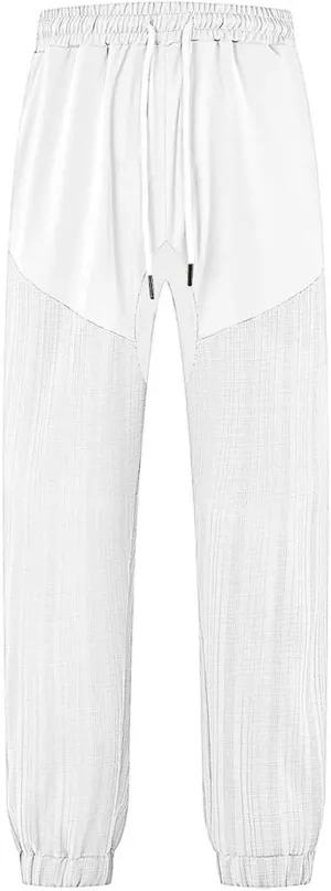 Jogger Pants for Men Elastic Waist Drawstring Summer Gym Pants Trendy Linen Yoga Beach Trousers for Vacation