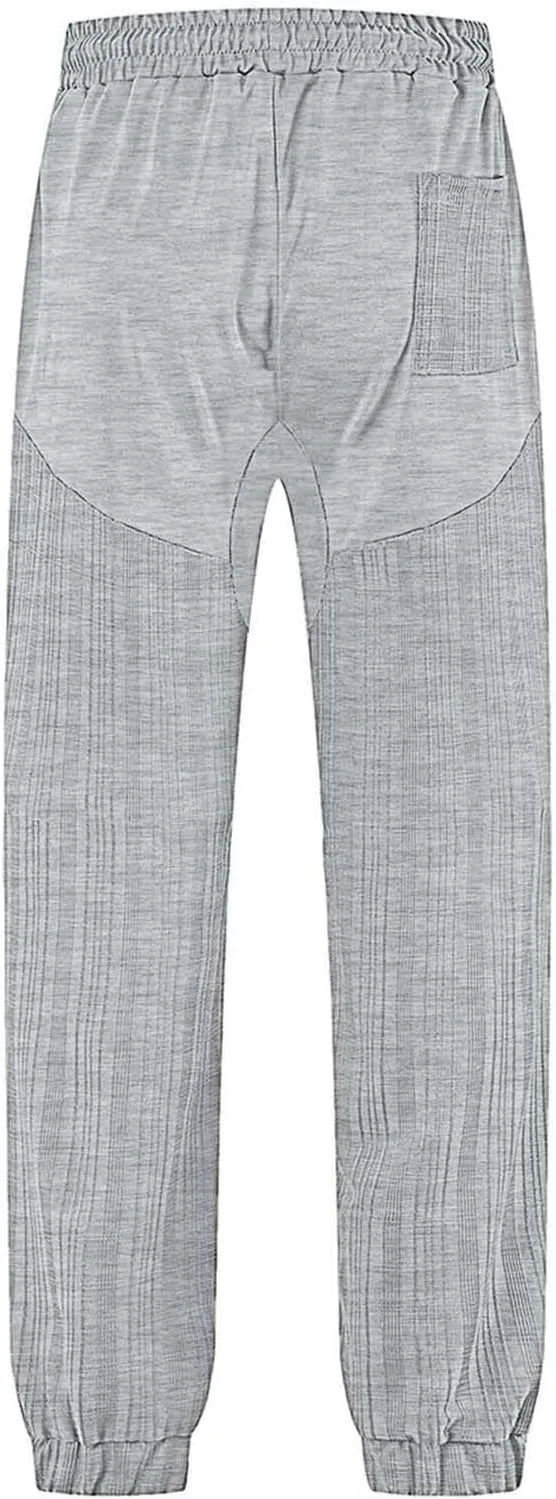 Jogger Pants for Men Elastic Waist Drawstring Summer Gym Pants Trendy Linen Yoga Beach Trousers for Vacation