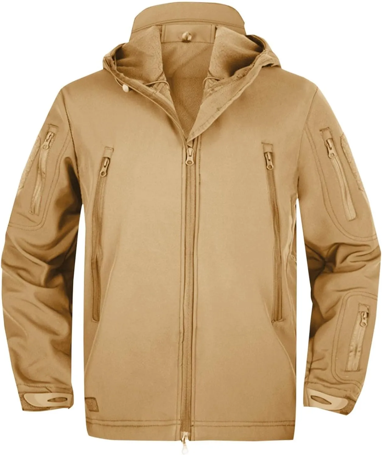 jsaierl Men's Waterproof Tactical Jacket Soft Shell Fleece Lined Military Work Jacket Full Zip Softshell Hooded Coat Outdoor