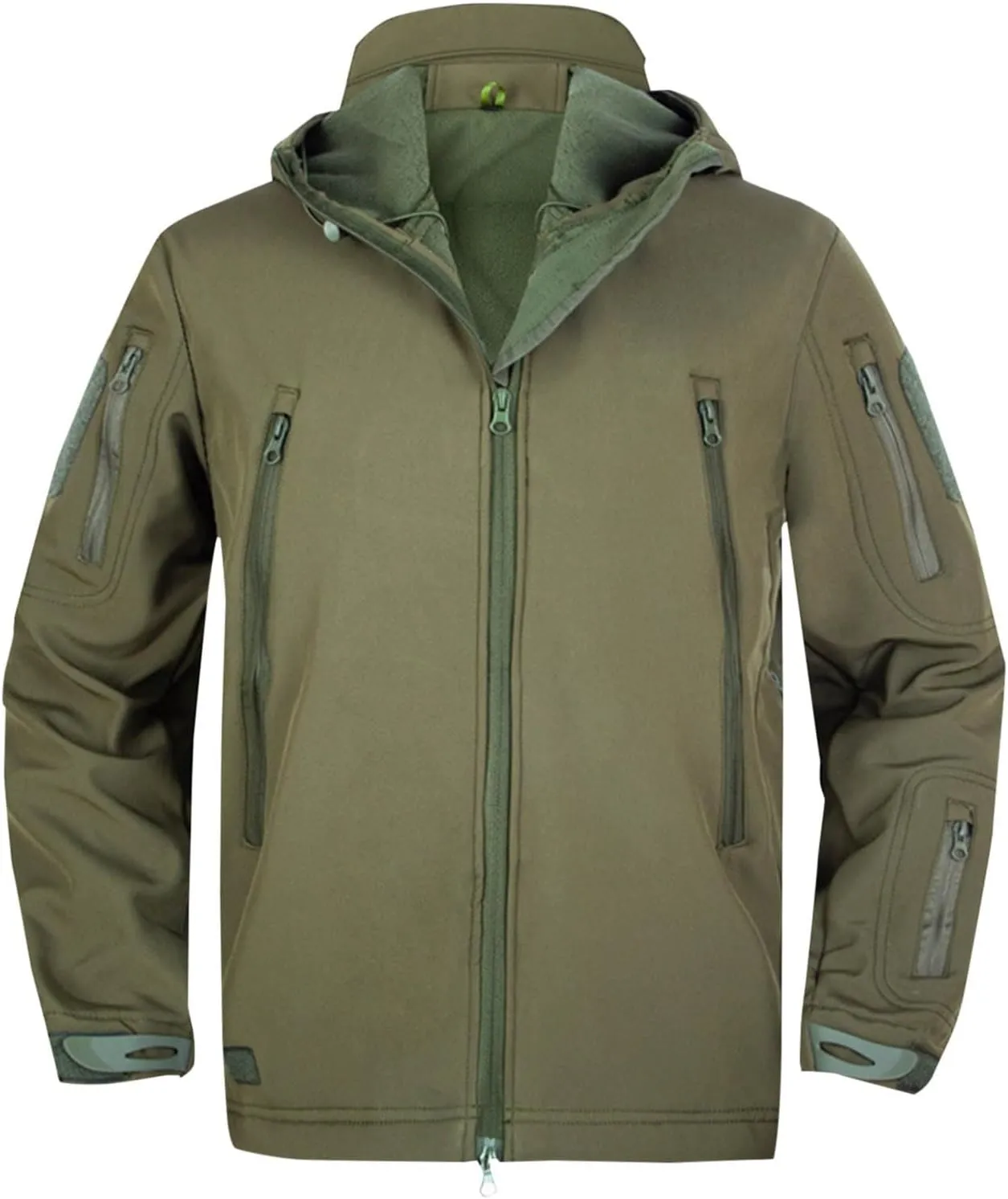 jsaierl Men's Waterproof Tactical Jacket Soft Shell Fleece Lined Military Work Jacket Full Zip Softshell Hooded Coat Outdoor