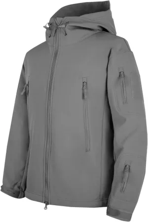 jsaierl Men's Waterproof Tactical Jacket Soft Shell Fleece Lined Military Work Jacket Full Zip Softshell Hooded Coat Outdoor