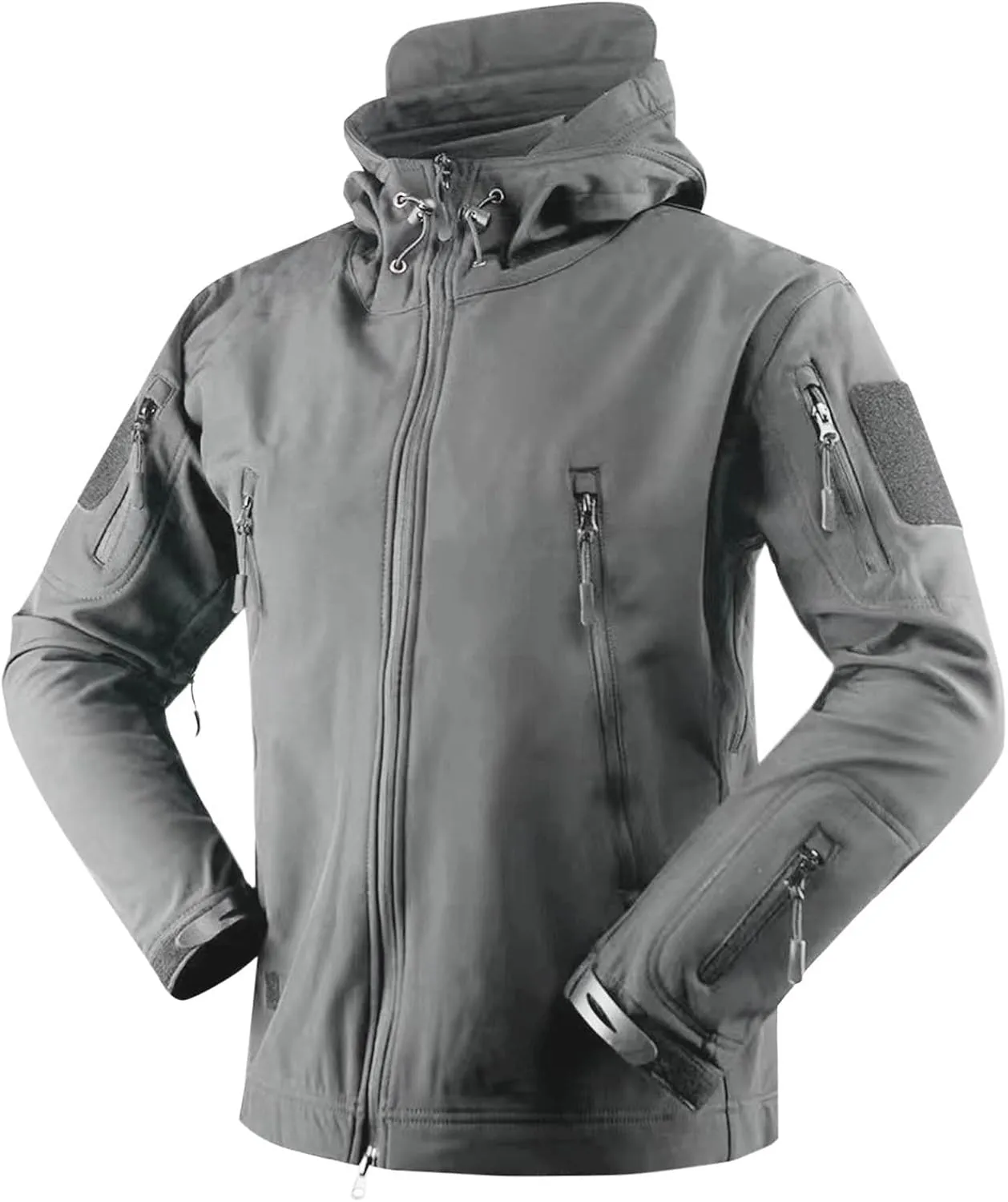 jsaierl Men's Waterproof Tactical Jacket Soft Shell Fleece Lined Military Work Jacket Full Zip Softshell Hooded Coat Outdoor
