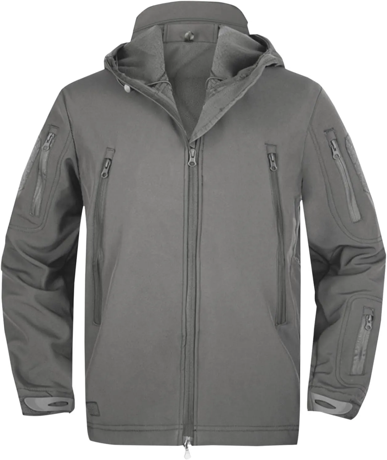 jsaierl Men's Waterproof Tactical Jacket Soft Shell Fleece Lined Military Work Jacket Full Zip Softshell Hooded Coat Outdoor