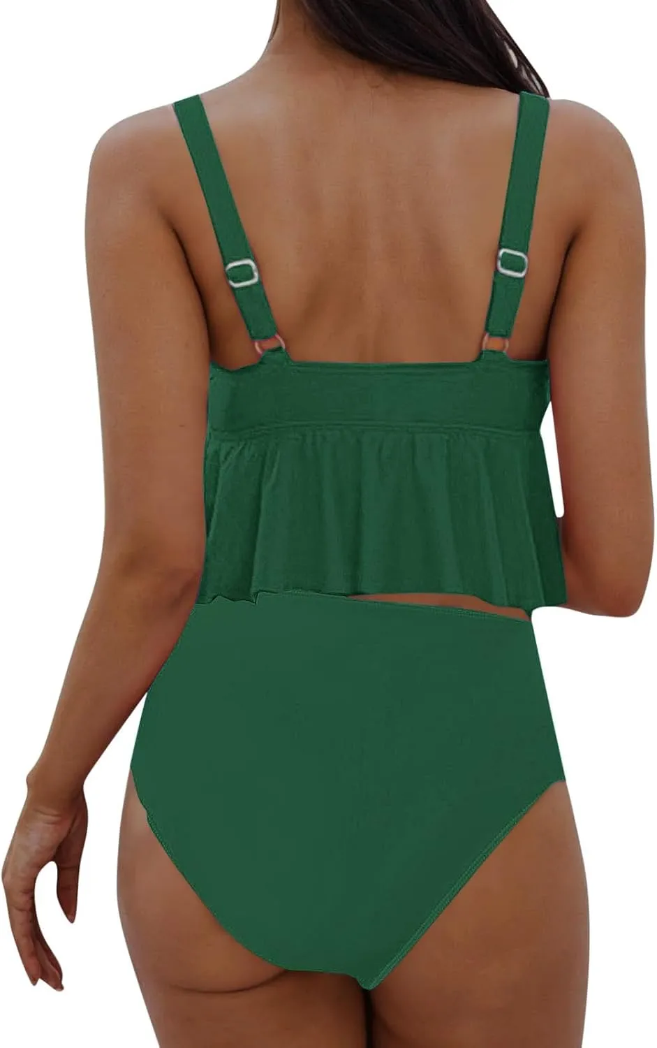 jsaierl Tankini Swimsuits for Women Tummy Control Ruffle Modest 2 Piece Swimwear Beachwear 2025 Summer Vacation Bathing Suits