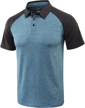 KNQR Mens Performance Lightweight Soft Quick Dry Athletic Workout Running Hiking Golf Polo T Shirts