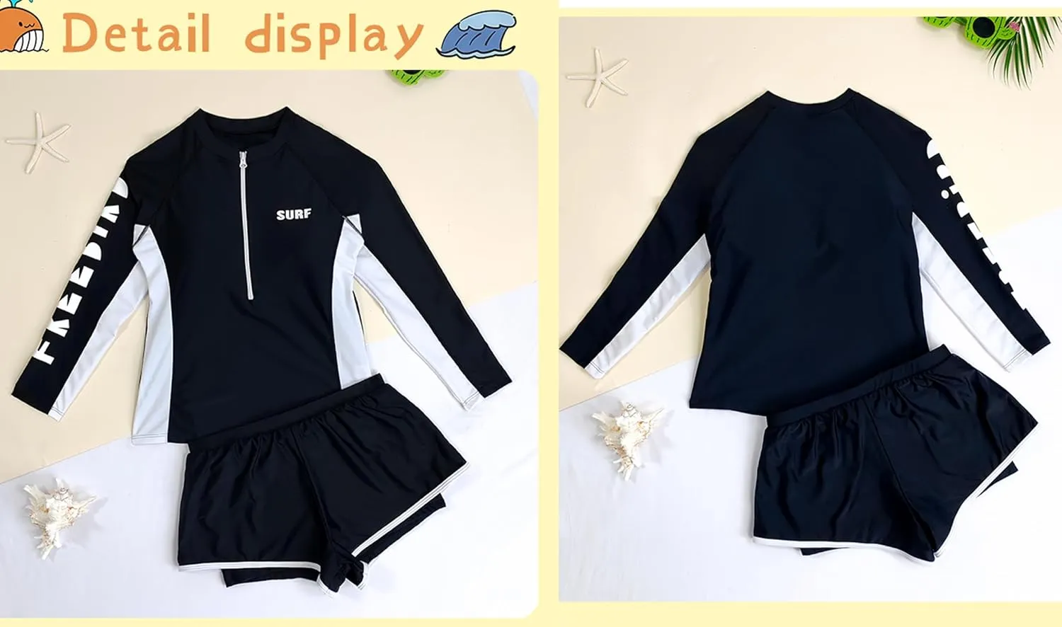 KORADI Girls Swimsuits Rash Guard Swim Set Kids Two-Piece Bathing Suits Teen Swimwear Beach Shorts Sun Protection Swim Shirts