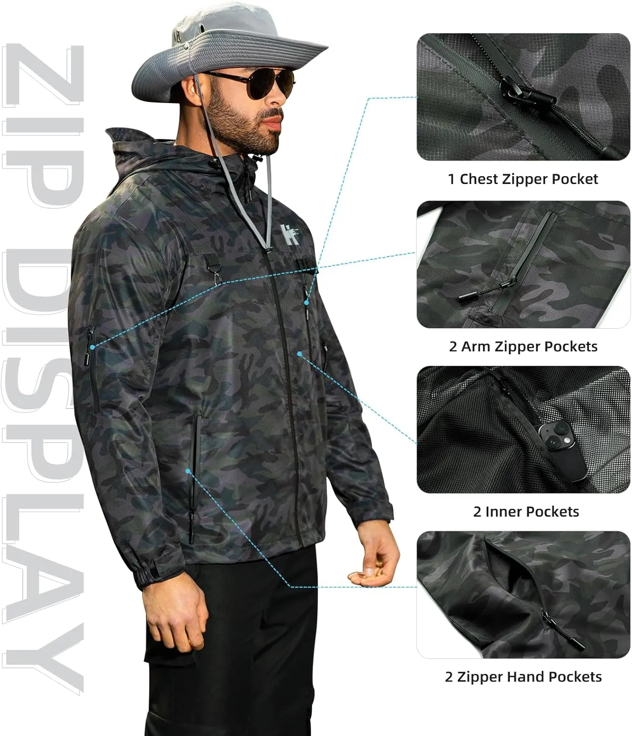 LBL Leading the Better Life Men's Windbreaker Jackets Waterproof Lightweight Outdoor Mountain Hiking Windbreakers for Men