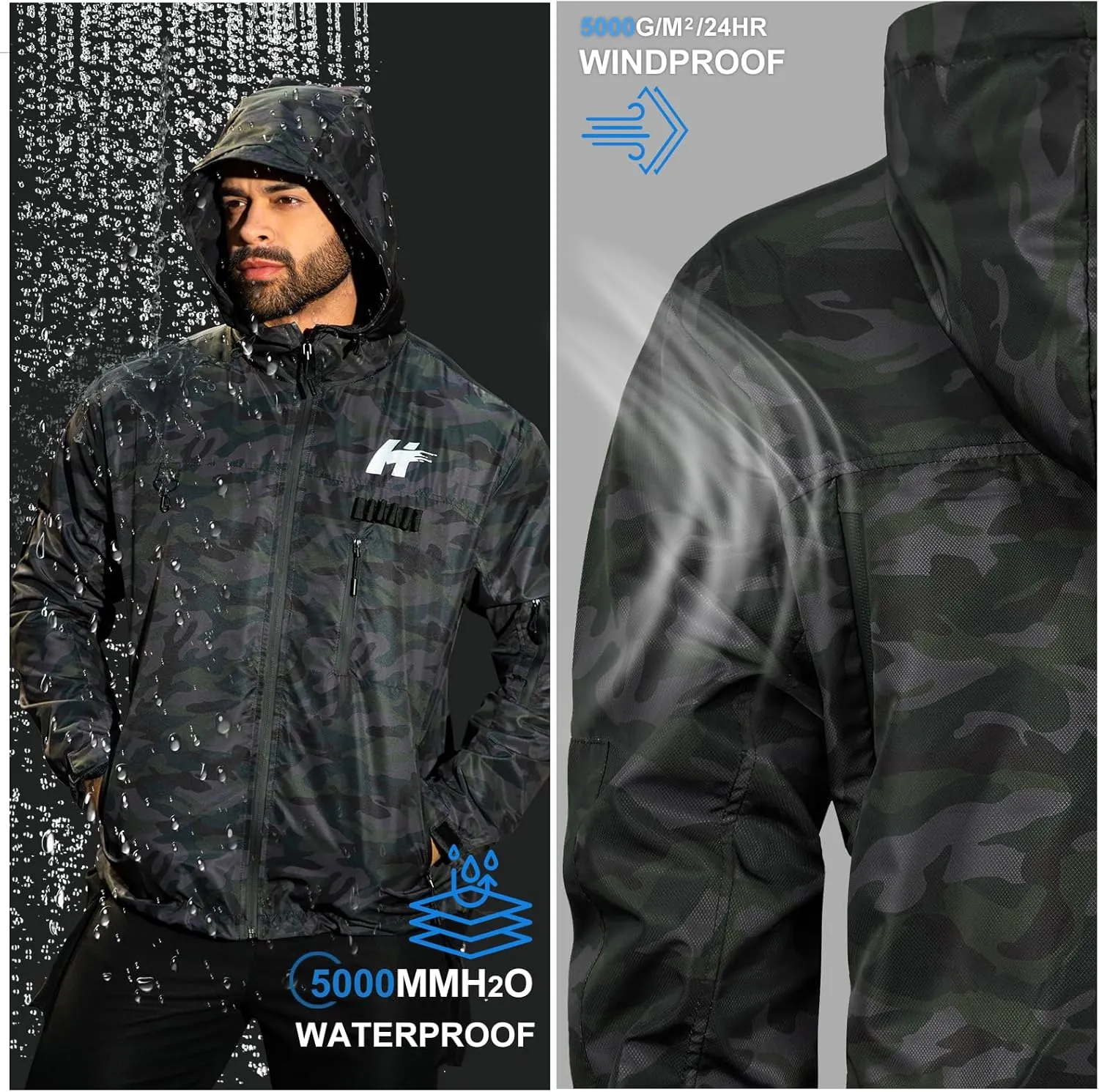 LBL Leading the Better Life Men's Windbreaker Jackets Waterproof Lightweight Outdoor Mountain Hiking Windbreakers for Men