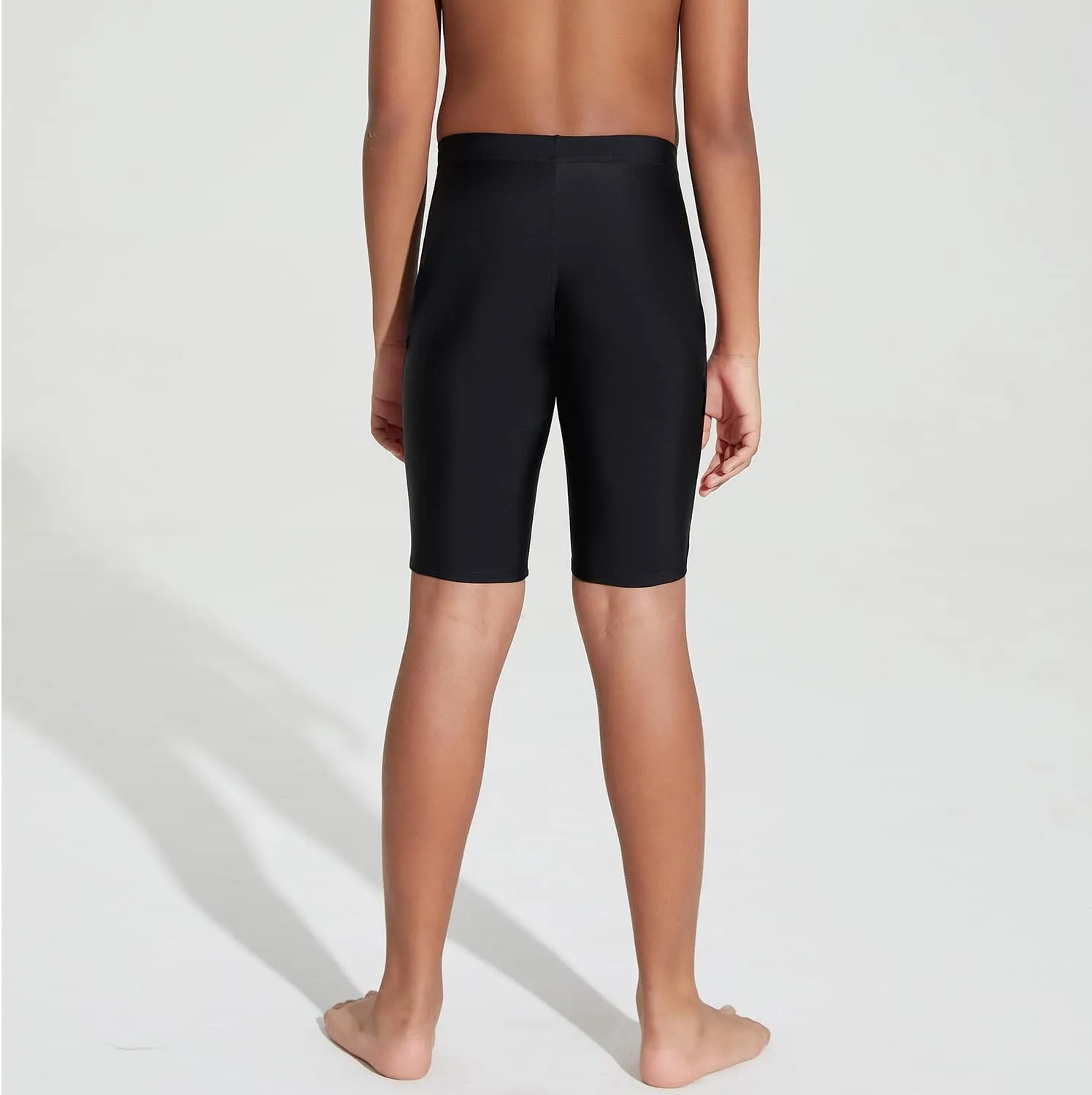 LEAO Youth Boys Swim Jammers Solid Swimsuit UPF 50  Sun Pretection Quick Dry Athletic Swimming Shorts