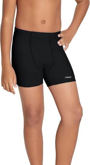 LEAO Youth Boys Swim Jammers Solid Swimsuit UPF 50  Sun Pretection Quick Dry Athletic Swimming Shorts