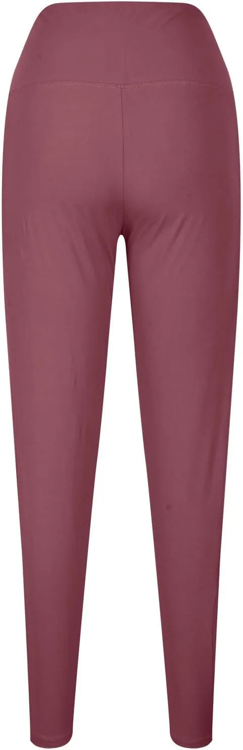 Leggings with Tummy Control for Women, Elastic Pants for Women,Plus Size Brown Leggings,Workout Leggings