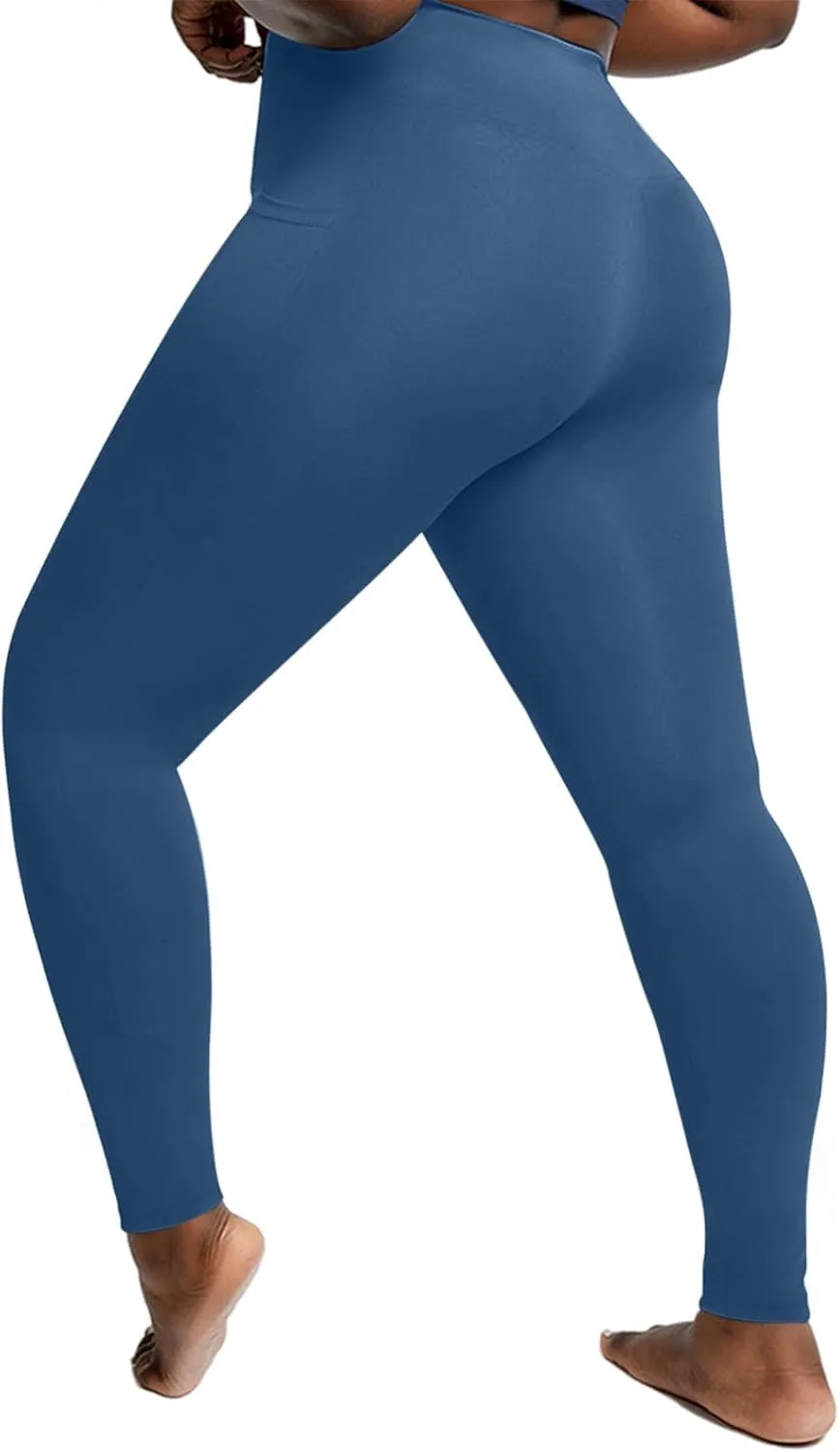Leggings with Tummy Control for Women, Elastic Pants for Women,Plus Size Brown Leggings,Workout Leggings