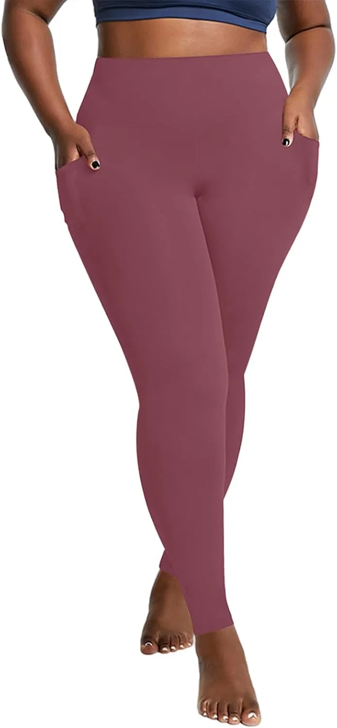 Leggings with Tummy Control for Women, Elastic Pants for Women,Plus Size Brown Leggings,Workout Leggings